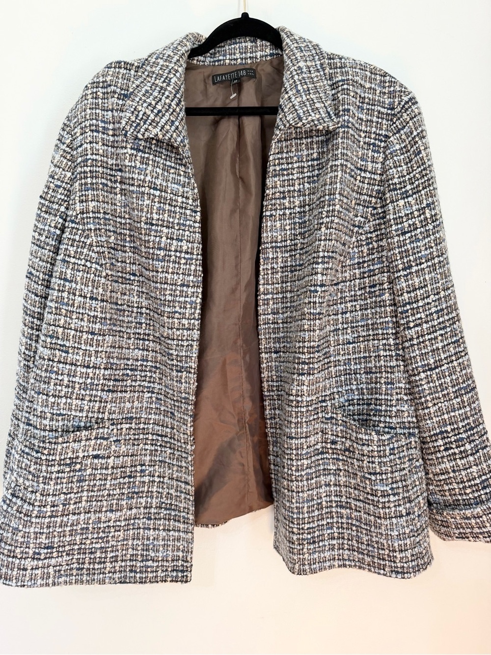 Lafayette 148 tweed wool silk blend blazer business casual modest size 24